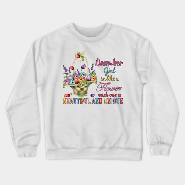 December Girl - Flower Basket Crewneck Sweatshirt by Designoholic